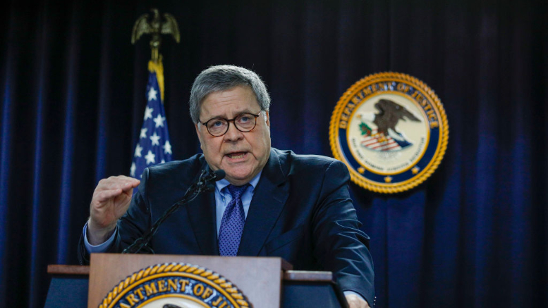 El fiscal general William Barr, el 18 de diciembre de 2019 en Detroit, Michigan. (Bill Pugliano / Getty Images)