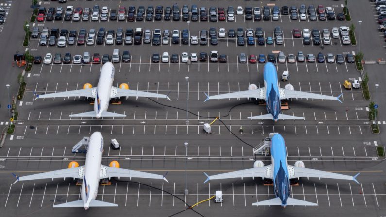 Los aviones Boeing 737 MAX se almacenan en los estacionamientos de los empleados cerca de Boeing Field, el 27 de junio de 2019 en Seattle, Washington (EE.UU.). (Stephen Brashear / Getty Images)