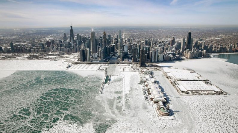 Una vista aérea de Chicago, Illinois, el 31 de enero de 2019. (Scott Olson / Getty Images)
