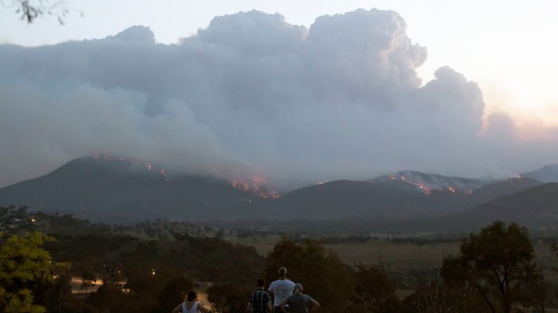 El incendio forestal del Valle del Orroral sigue ardiendo sin control, el 31 de enero de 2020 en Canberra, Australia. (Brook Mitchell/Getty Images)