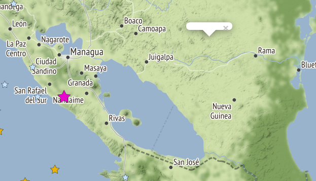 Sismo en Nicaragua de 5,5 grados Richter el 3 de enero de 2019 (Eneter-Gobierno de Nicaragua)