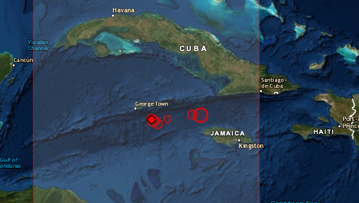 Sismos de mayor intensidad en el Mar Caribe al Sur de Cuba entre el 28 y 30 de enero de 2020 (CSEM)