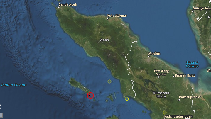 Epicentro del sismo en Indonesia de 6,2 grados ocurrido el 7 de enero de 2019. (CSEM)