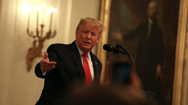 El presidente Donald Trump habla ante la Conferencia de Alcaldes de Estados Unidos en la Casa Blanca en Washington el 24 de enero de 2020. (Charlotte Cuthbertson/The Epoch Times)