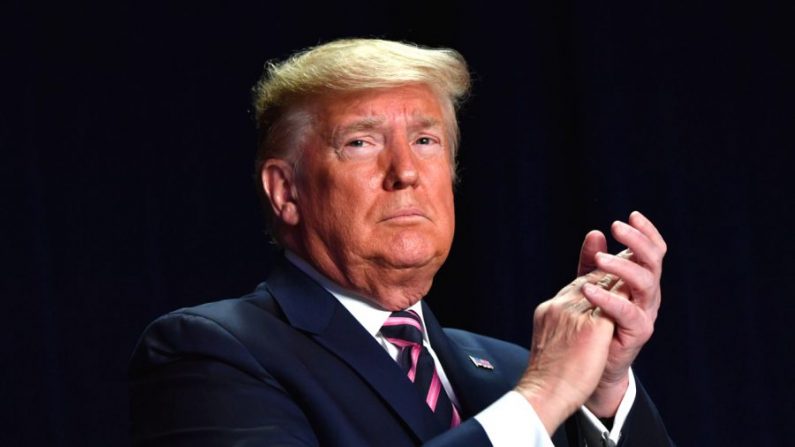 El presidente Donald Trump habla en el 68º Desayuno Nacional de Oración en Washington, el 6 de febrero de 2020. (Nicholas Kamm/AFP vía Getty Images)