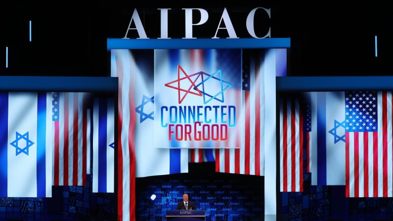 El Secretario de Estado de los Estados Unidos, Mike Pompeo, habla en la conferencia anual del Comité de Asuntos Públicos de Israel de Estados Unidos (AIPAC) el 25 de marzo de 2019 en Washington, DC. (Mark Wilson/Getty Images)