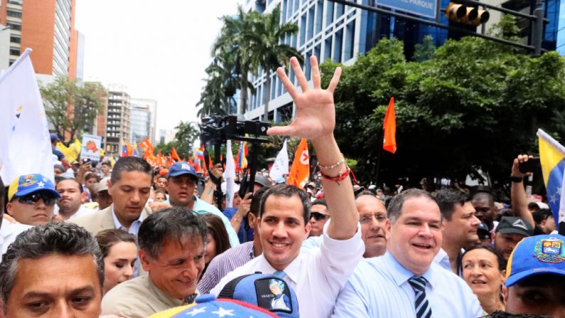 Juan Guaido durante una manifestación contra la dictadura de Nicolás Maduro, el 10 de marzo de 2020. Caracas, Venezuela. (Edilzon Gamez/Getty Images) 