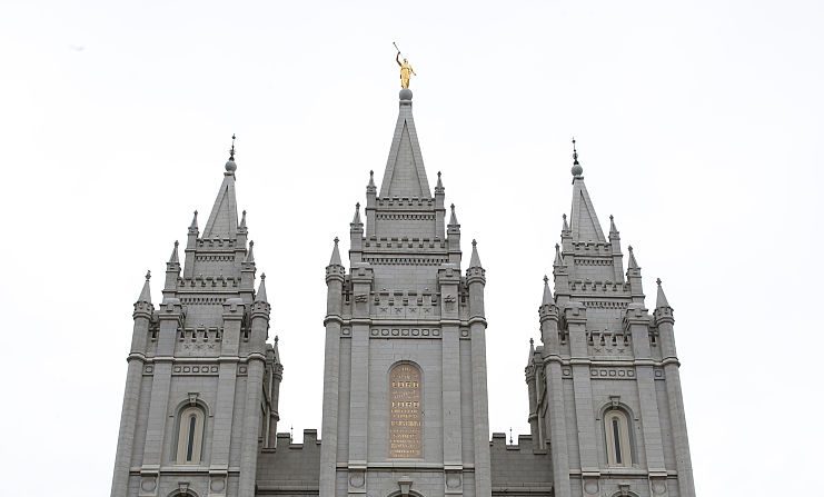 El histórico templo mormón de Salt Lake se muestra aquí en la Plaza del Templo el 1 de noviembre de 2016 en Salt Lake City, Utah. (GEORGE FREY/AFP a través de Getty Images)
