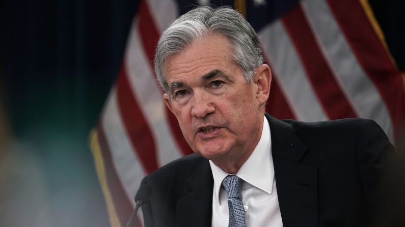 El presidente de la Reserva Federal, Jerome Powell, habla durante una conferencia de prensa en Washington el 21 de marzo de 2018. (Alex Wong / Getty Images)