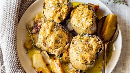 Alcachofas rellenas de atún y queso pecorino