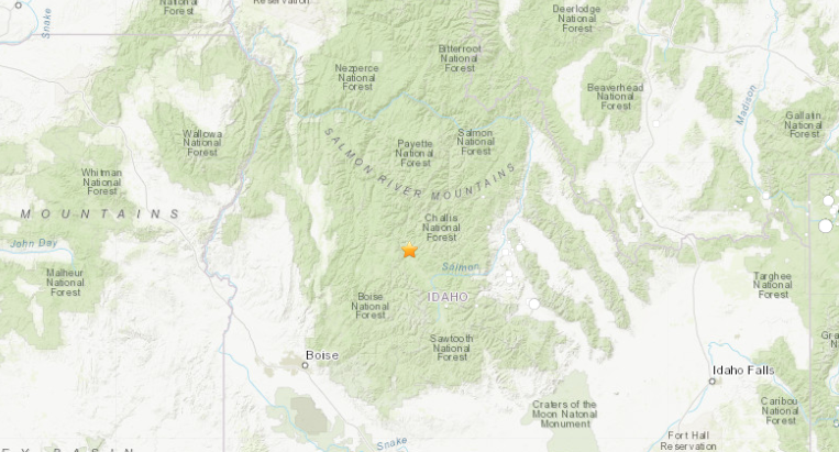 Epicentro del sismo de magnitud 6.5 ocurrido el 31 de marzo de 2020 en las montañas de Idaho, EE.UU. (CSEM)