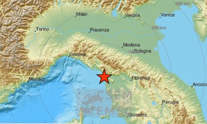 Un pequeño sismo golpeó el norte de Italia el martes mientras el país continúa lidiando con el brote del coronavirus COVID-19. (Centro Sismológico Europeo del Mediterráneo)
