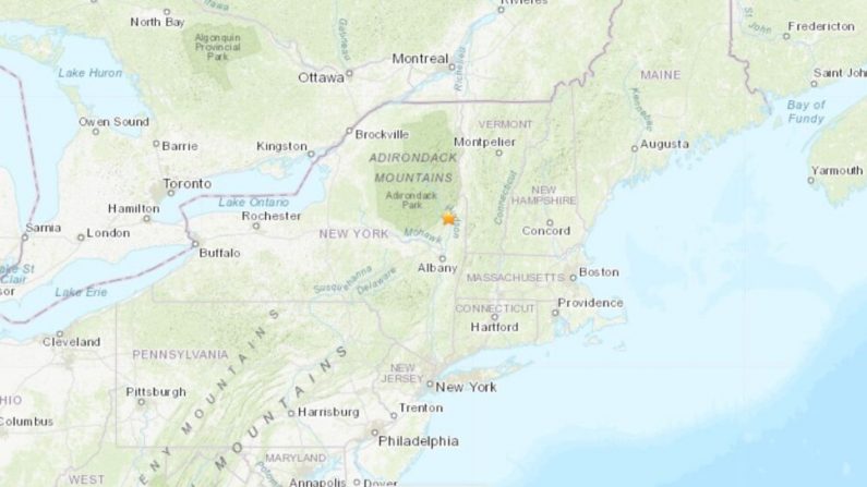 La ubicación del terremoto en Nueva York (USGS)