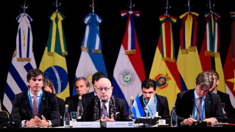 Ministros de Relaciones Exteriores de la 54ª cumbre del MERCOSUR en Santa Fe, Argentina, el 16 de julio de 2019.  (El crédito de la foto debe leerse STRINGER/AFP a través de Getty Images)