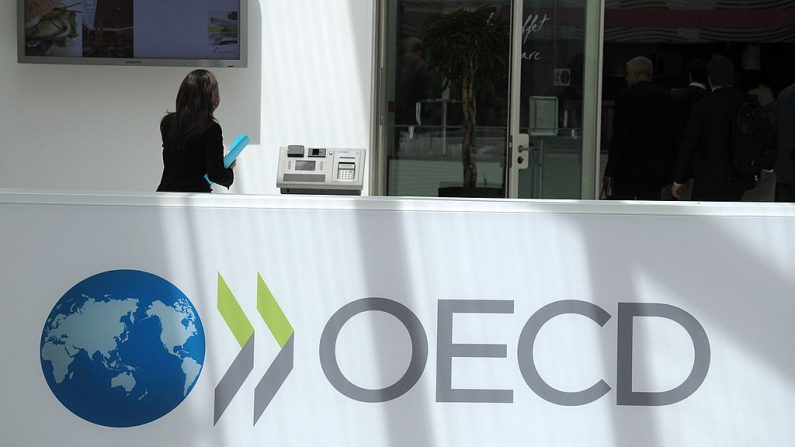 Un participante se encuentra en la sede de la OCDE en París durante la presentación de las Perspectivas Económicas en la Semana de la OCDE de 2013, el 29 de mayo de 2013. (Imagen de contexto de ERIC PIERMONT/AFP a través de Getty Images)
