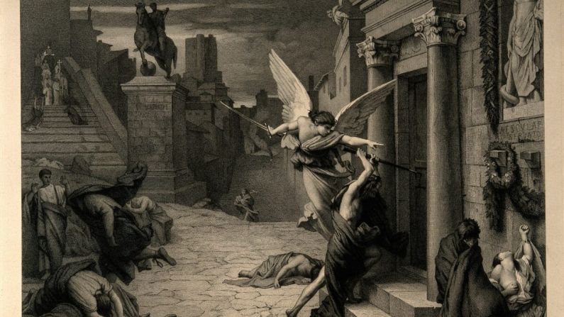 "La plaga de Roma" grabado por Levasseur después de la pintura de Jules Elie Delauney. (Welcome Images/CC-By-4.0)