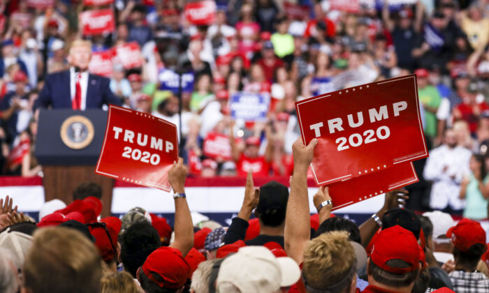El presidente Donald Trump durante su evento de reelección para 2020 en Orlando, Florida, el 18 de junio de 2019. (Charlotte Cuthbertson/The Epoch Times)
