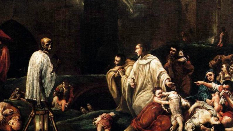 "La intercesión del beato Bernardo Tolomeo por el fin de la peste en Siena" por Giuseppe Maria Crespi, 1735. (Dominio publico)
