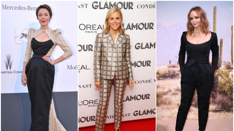 (I-D) Ulyana Sergeenko; Tory Burch; Stella McCartney. (ALBERTO PIZZOLI / AFP a través de Getty Images; Astrid Stawiarz / Getty Images para Glamour; John Phillips / Getty Images para The Business of Fashion)