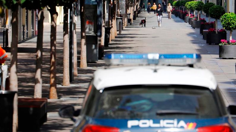 Un coche de la Policía Nacional patrulla las calles del centro de Córdoba. EFE/ Salas/Archivo
