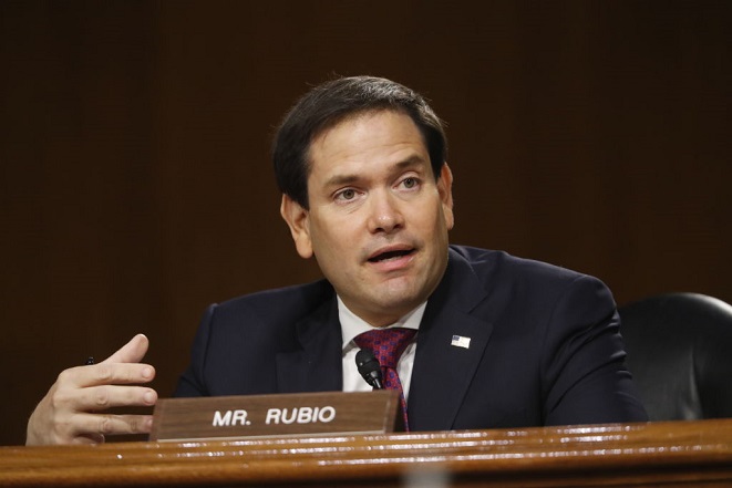 El senador Marco Rubio (R-Fla.) habla durante una audiencia de nominación en el Capitolio de EE.UU. en Washington el 5 de mayo de 2020. (Andrew Harnik-Pool/Getty Images)