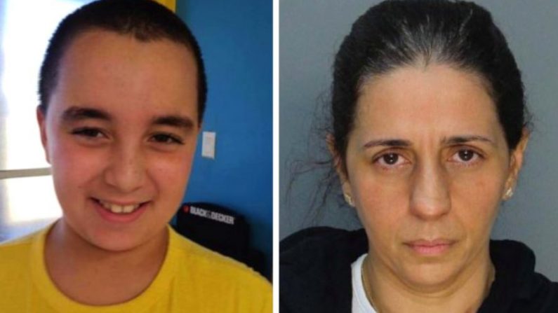 (Izq.-dcha.) El niño de 9 años de Florida Alejandro Ripley y su madre Patricia Ripley de 45 años, que está acusada de la muerte de Alejandro. (Departamento de Policía de Miami-Dade)