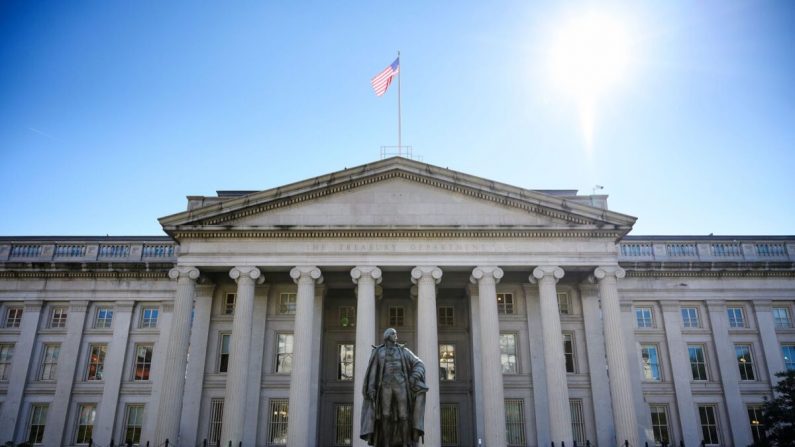 El edificio del Departamento del Tesoro de EE. UU. en Washington, el 18 de octubre de 2018. (Mandel Ngan/AFP/Getty Images)