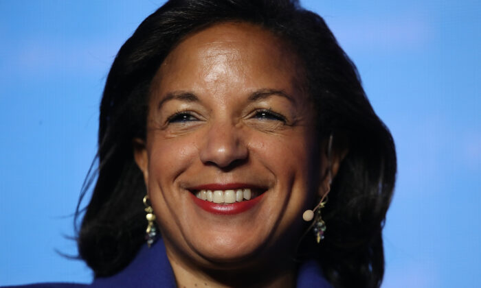 La exasesora de Seguridad Nacional de Estados Unidos, Susan Rice, habla en la Conferencia Nacional de J Street 2018 en Washington el 16 de abril de 2018. (Win McNamee/Getty Images)