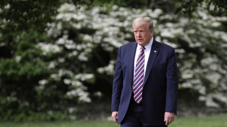 El presidente Donald Trump cruza el South Lawn en Washington, el 5 de mayo de 2020. (Chip Somodevilla / Getty Images)