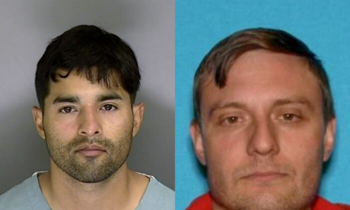 Steve Carrillo (izquierda), y Robert Alvin Justus Jr. fueron acusados del asesinato del oficial federal David Patrick Underwood. (Oficina del Sheriff de Santa Cruz/AP; FBI)