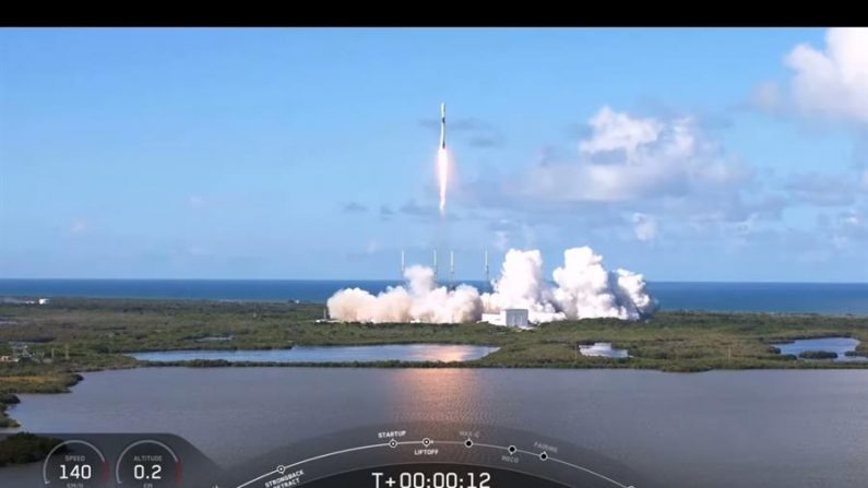 USA2963. CABO CAÑAVERAL (ESTADOS UNIDOS), 20/07/2020.- Fotografía cedida este lunes por SpaceX donde se observa el satélite de comunicaciones coreano Anasis 2 dispuesto en lo alto del cohete Falcon 9 en el instante de su lanzamiento, en Cabo Cañaveral, Florida (EE.UU.). EFE/SpaceX
