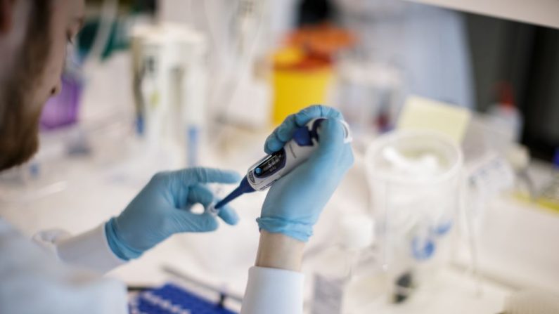 Un investigador trabaja en una vacuna contra el virus del PCCh en el laboratorio de investigación de la Universidad de Copenhague, Dinamarca, el 23 de marzo de 2020. (Foto de THIBAULT SAVARY/AFP vía Getty Images)