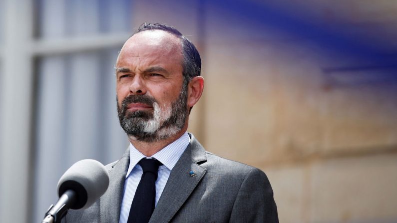 El ex primer ministro francés Édouard Philippe en una conferencia de prensa en el Hotel Matignon de París (Francia), el 22 de mayo de 2020. (Benoit Tessier/POOL/AFP vía Getty Images)