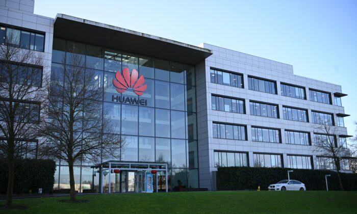 Las oficinas principales de Huawei en el Reino Unido, en Reading, al oeste de Londres, el 28 de enero de 2020. (Daniel Leal-Olivas/AFP a través de Getty Images)