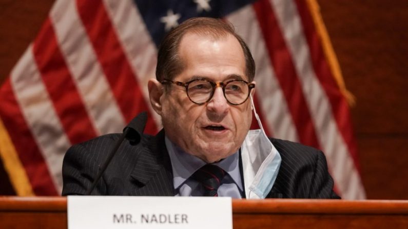 El presidente del Comité Judicial de la Cámara de Representantes, Jerrold Nadler (D-N.Y.), hace una declaración de apertura en una audiencia en Washington, el 17 de junio de 2020. (Greg Nash-Pool/Getty Images)
