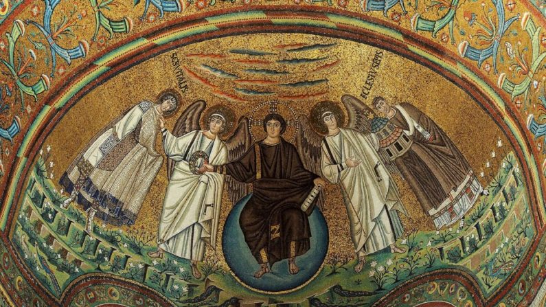 Mosaico del ábside en la Basílica de San Vitale, en Ravenna, Italia. El sitio declarado patrimonio mundial por la UNESCO fue construido en 547 d.C. (CC BY-SA 4.0)
