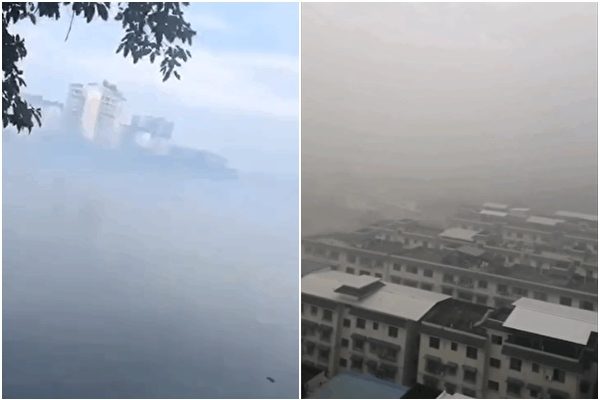 Fuga de gas que envuelve al distrito de Wutongqiao de Leshan, en Sichuan, el 18 de agosto de 2020. (Proporcionado por el entrevistado)