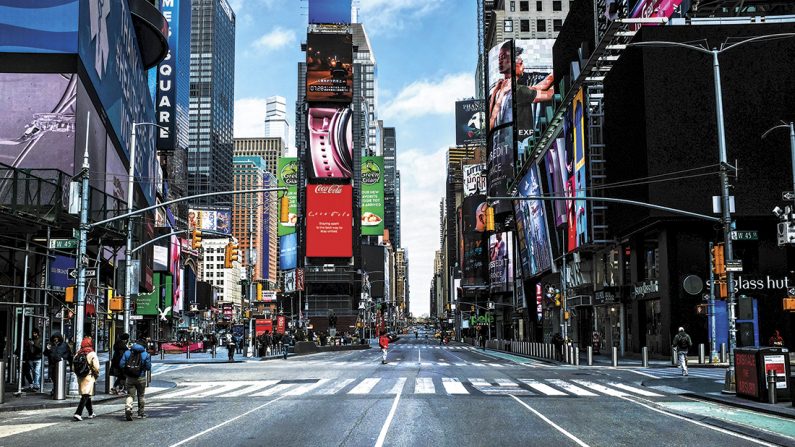 Times Square el 22 de marzo de 2020. (Spencer Platt / Getty Images)