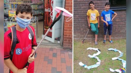 «Pequeños Pateadores»: Dos jóvenes hermanos recogen mascarillas tiradas en calles de su vecindario