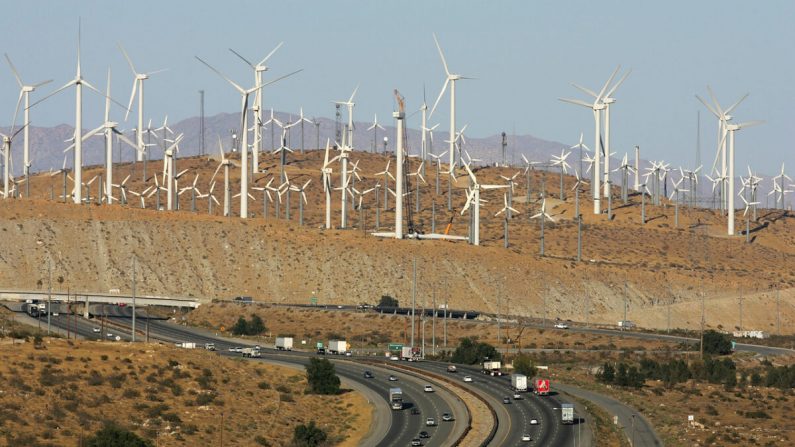 Las turbinas eólicas salpican el paisaje cerca de Palm Springs, California. (David McNew/Archivo/Getty Images)