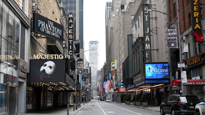Cerraron los teatros de Broadway durante la pandemia de COVID-19 el 8 de abril de 2020 en la ciudad de Nueva York (EE.UU.). (Foto de Jamie McCarthy/Getty Images)