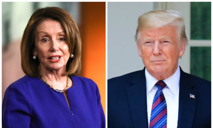 (De izquierda a derecha) La presidenta de la Cámara de Representantes, Nancy Pelosi (D-Calif.) y el presidente Donald Trump. (Samira Bouaou y Charlotte Cuthbertson/The Epoch Times)
