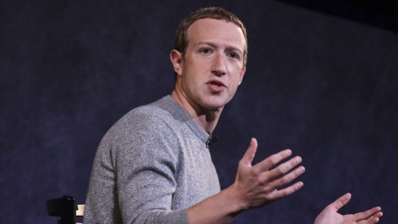 El CEO de Facebook Mark Zuckerberg en el Paley Center for Media en la ciudad de Nueva York, el 25 de octubre de 2019. (Drew Angerer/Getty Images)