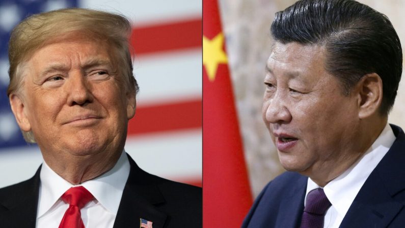 Esta combinación de imágenes creadas el 14 de mayo de 2020 muestra retratos recientes del presidente de Estados Unidos, Donald Trump, y del líder de China, Xi Jinping. (JIM WATSON, PETER KLAUNZER/POOL/AFP a través de Getty Images)