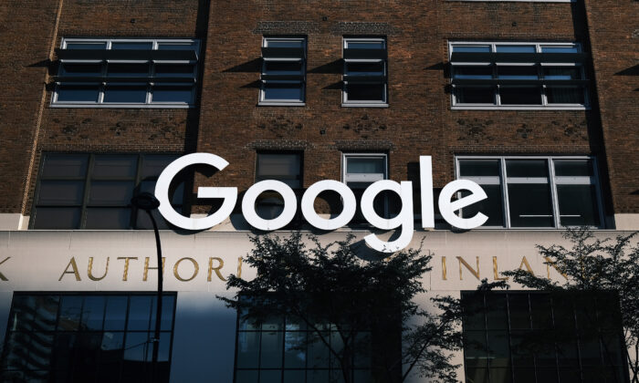 Las oficinas de Google se encuentran en el centro de Manhattan, N.Y., el 20 de octubre de 2020. (Spencer Platt/Getty Images)