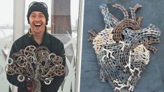 Conozca a este talentoso artista que crea impresionantes esculturas metálicas con cadenas de bicicleta