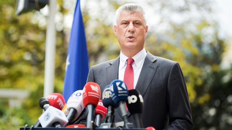 El presidente de Kosovo, Hashim Thaci ha anunciado su dimisión el 5 de noviembre de 2020. EFE/EPA/STRINGER