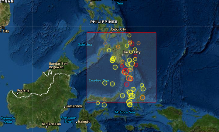 Un terremoto de magnitud 6,1 sacudió la mañana del miércoles, 16 de diciembre de 2020, la provincia de Sarangani, en la zona meridional de Filipinas, informó el Servicio Geológico de Estados Unidos (USGS, sigla en inglés). Foto de EMSC