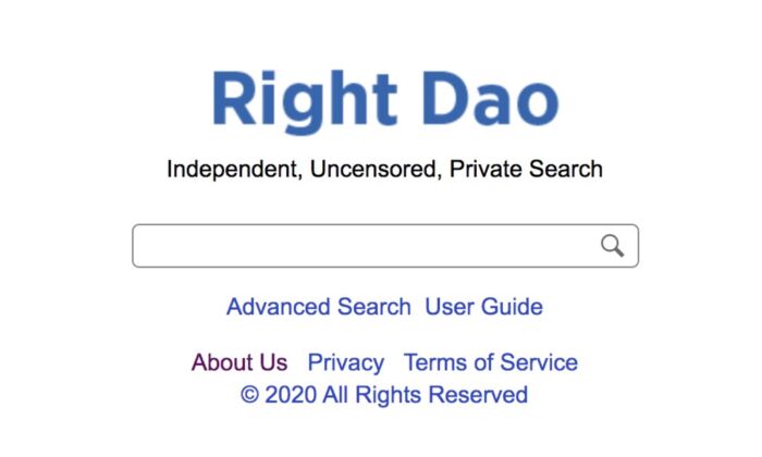 Un grupo de programadores de EE.UU. desarrolló el buscador Right Dao. (captura de pantalla/rightdao.com)