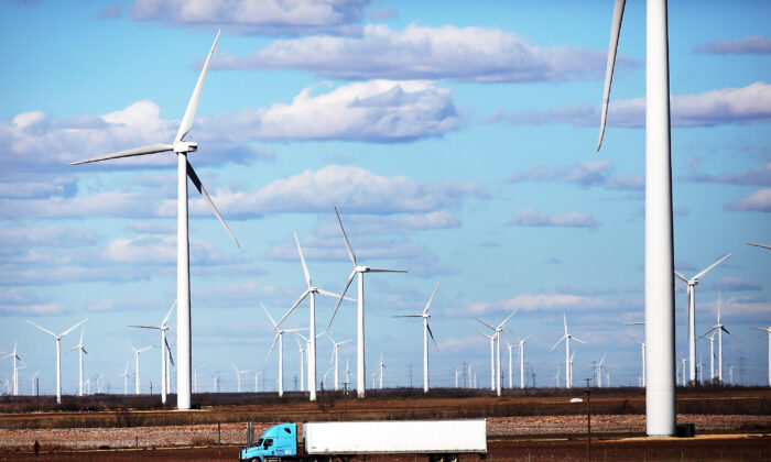 Turbinas de viento son vistas en un parque eólico en Colorado City, Texas, el 21 de enero de 2016. (Spencer Platt/Getty Images)